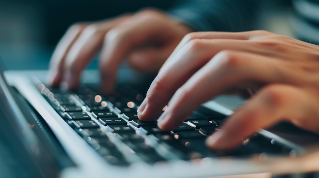 Hands typing on keyboard close up Illustration generated by ai