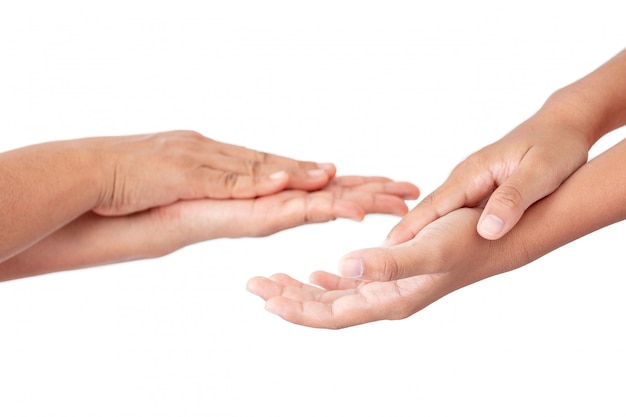 Hands using sanitizer gel on white background