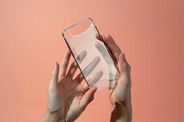 Hands with Smartphone Isolated for Technology Ads