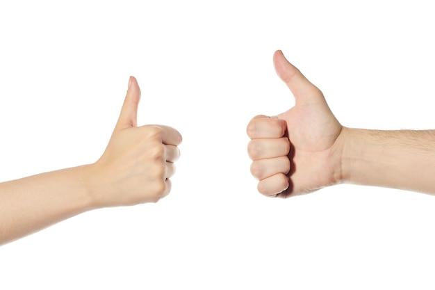 Hands with thumb up signal