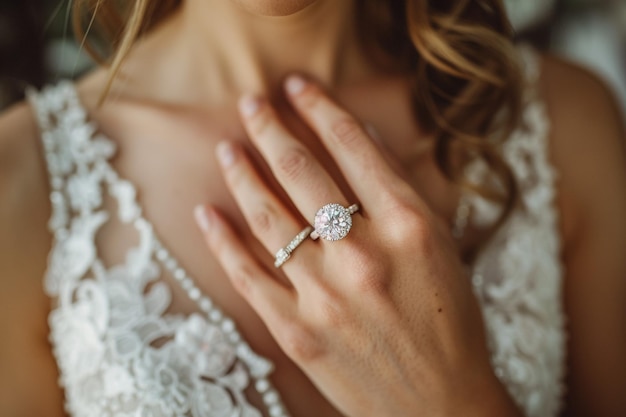 Hands with wedding rings on the background of sea and sun