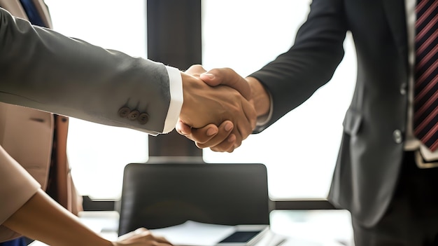 Handshake between business partners Representation of successful agreement and corporate trust