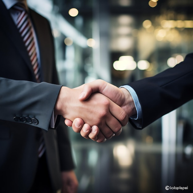 handshake of business people at the table in the office business concept