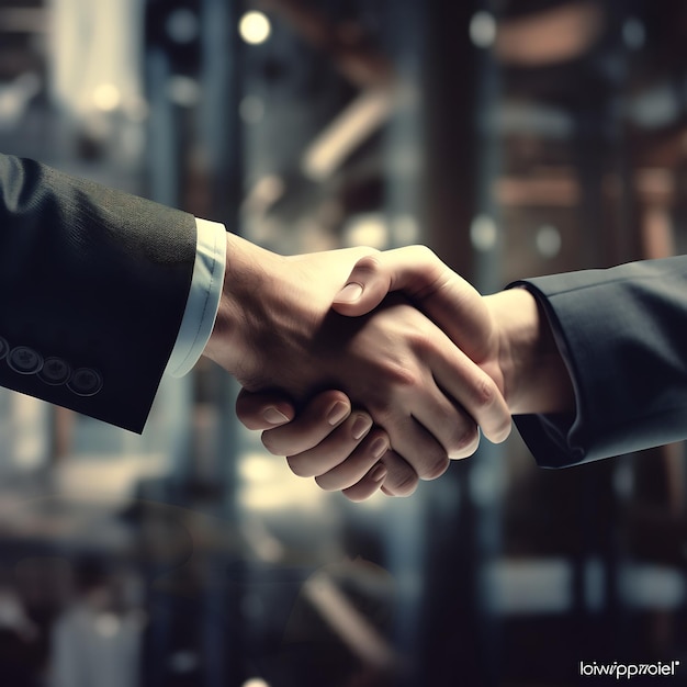 handshake of business people at the table in the office business concept