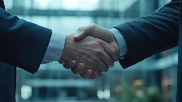 Handshake Between Business Professionals in a Corporate Environment