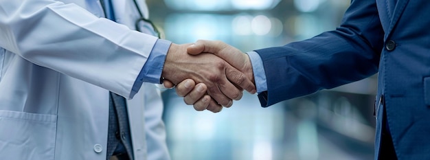 Handshake Between Doctor and Pharmaceutical Businessman Medicinal Shaking Hands With Patient