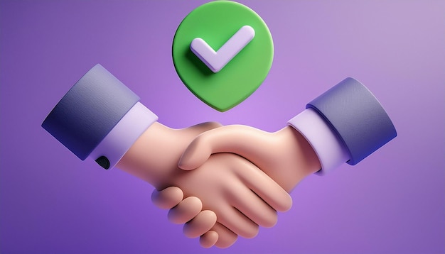 Handshake Icon Symbolizing Business Partnership and Successful Deal 3D Render