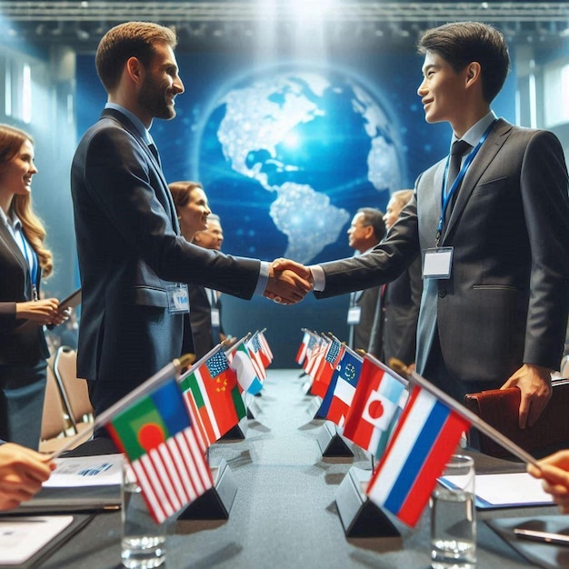 Handshake at an international conference