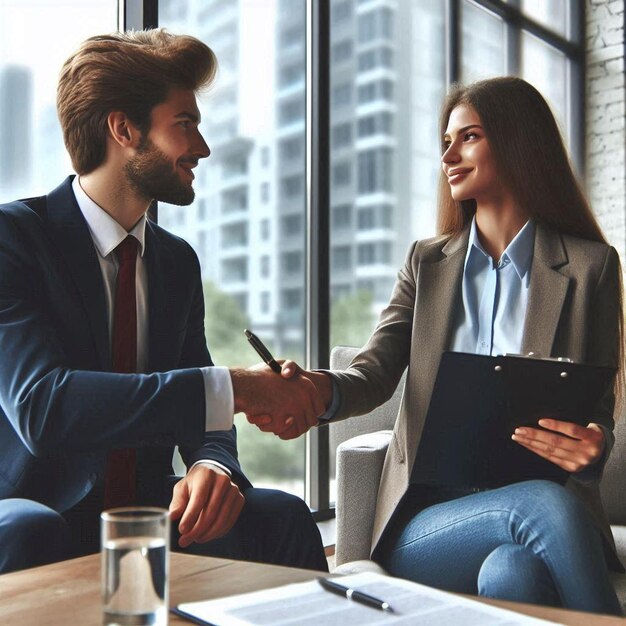 Handshake in a meeting room