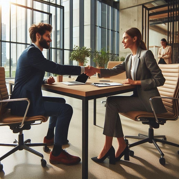 Handshake in a meeting room