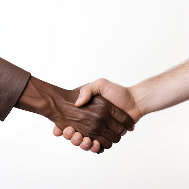 Handshake of Men on White