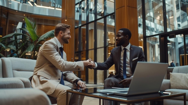 Handshake in Modern Office Setting