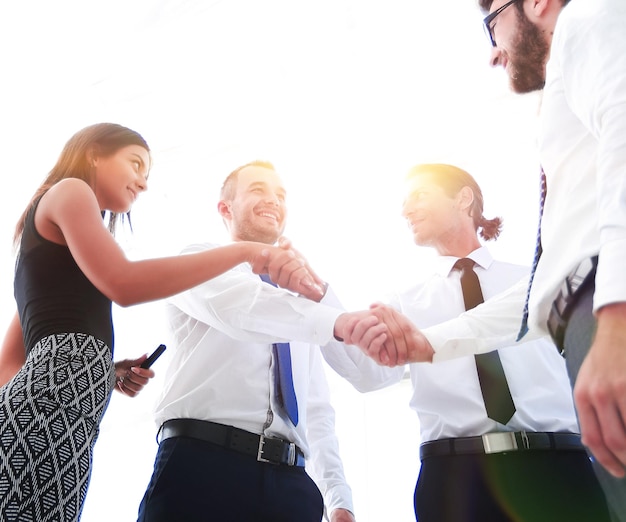 Photo handshake successful business peoplethe business concept