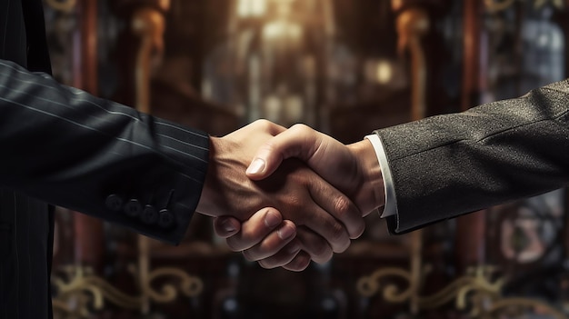 Handshake between two businessmen signifies successful agreement Generative AI