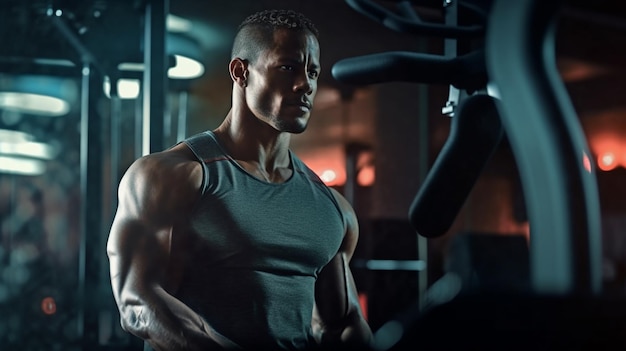 Handsome african american man working out at the gymgenerative ai