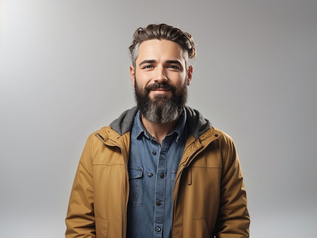 Handsome bearded businessman rubbing hands