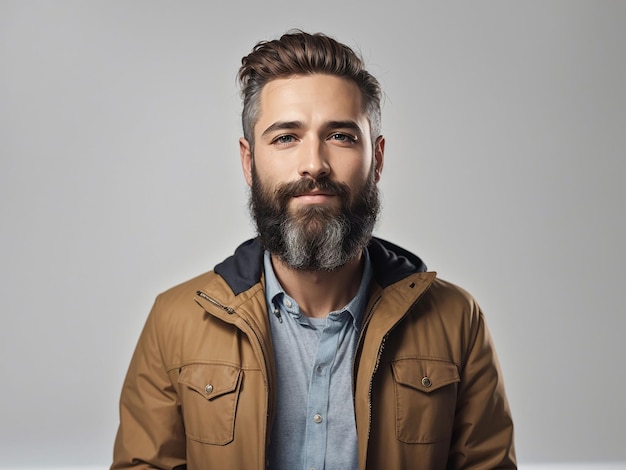 Handsome bearded businessman rubbing hands