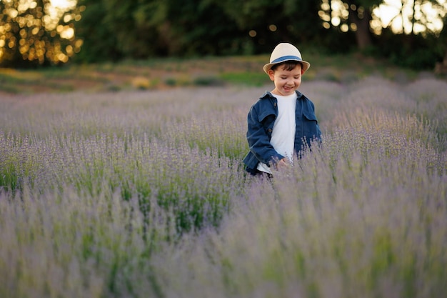 Handsome boy in the lavender field