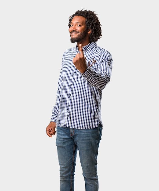 Handsome business african american man showing number one, symbol of counting