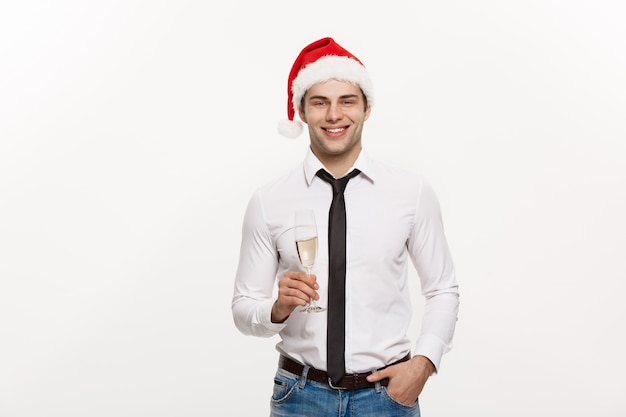 Handsome Business man celebrate merry christmas and happy new year