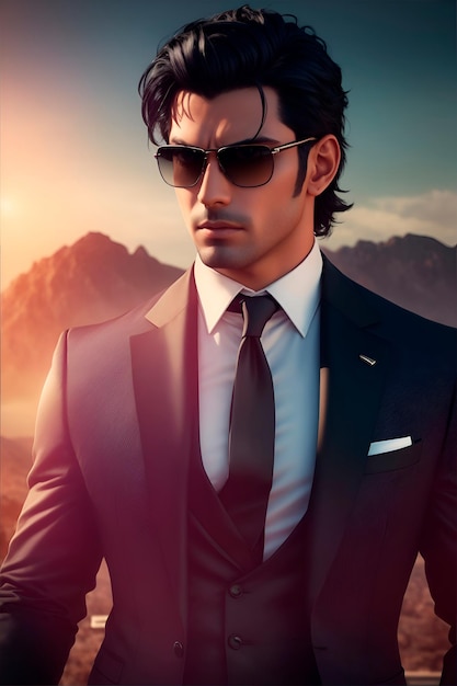 Handsome Business Man with Serious Look Wearing Sunglasses