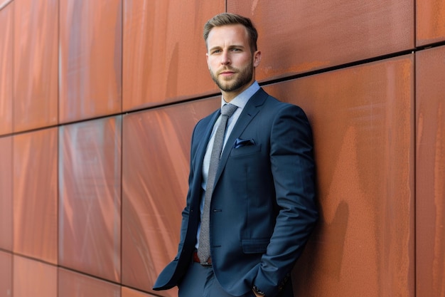 Handsome Businessman Confident Male Person in Formal Suit Achieving Success