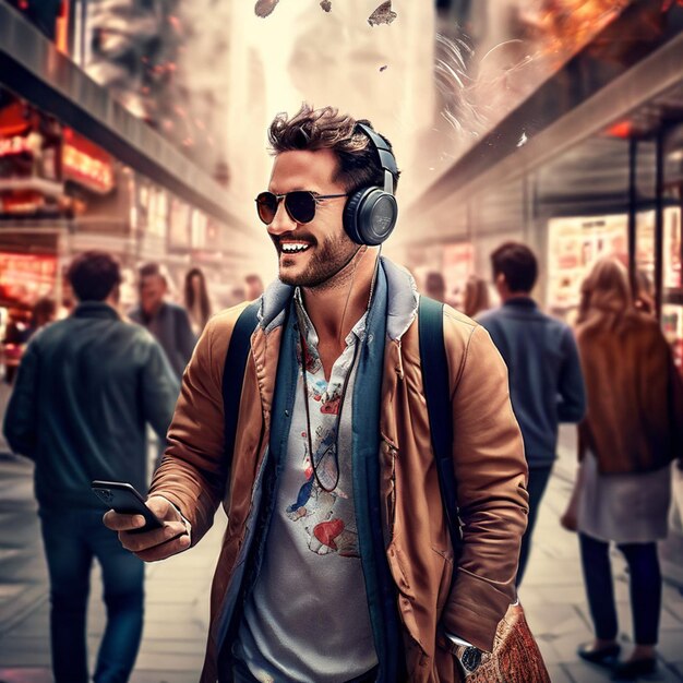 Photo handsome businessman with sunglasses