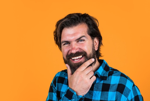 Handsome guy hipster with moustache and beard male beard