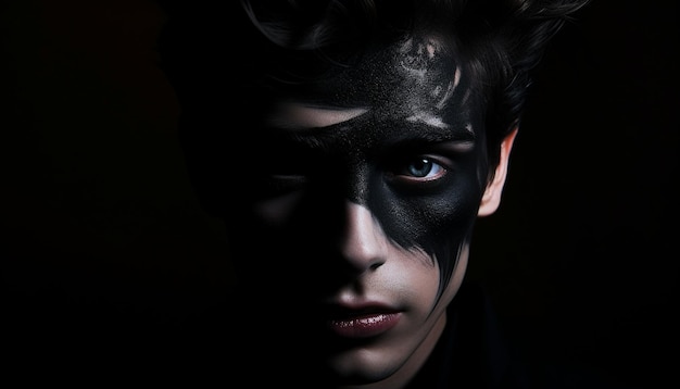 handsome guy with artistic black shadow on his face