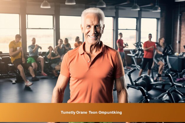 Handsome healthy grandpa in the gym