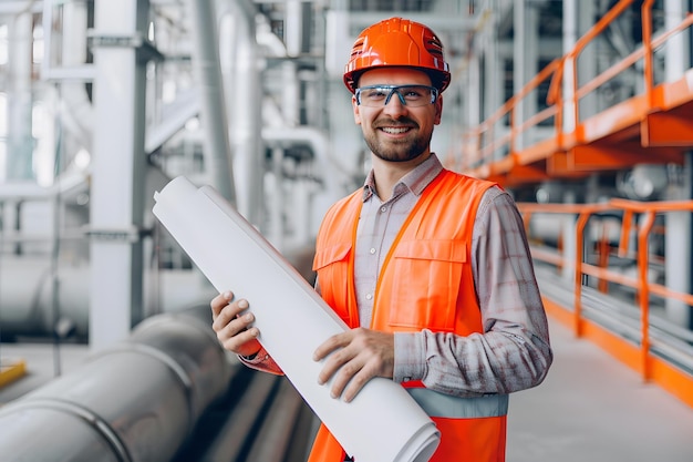 Photo handsome male engineer in an orange safety vest and 1720973291 1