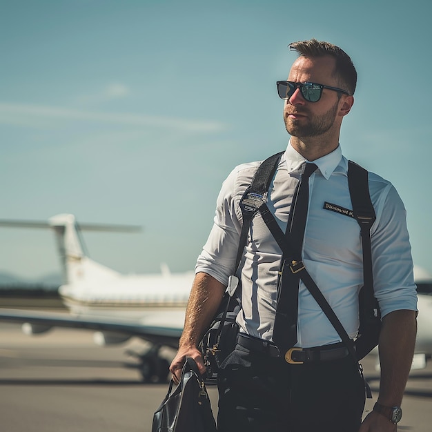 Photo handsome male pilot