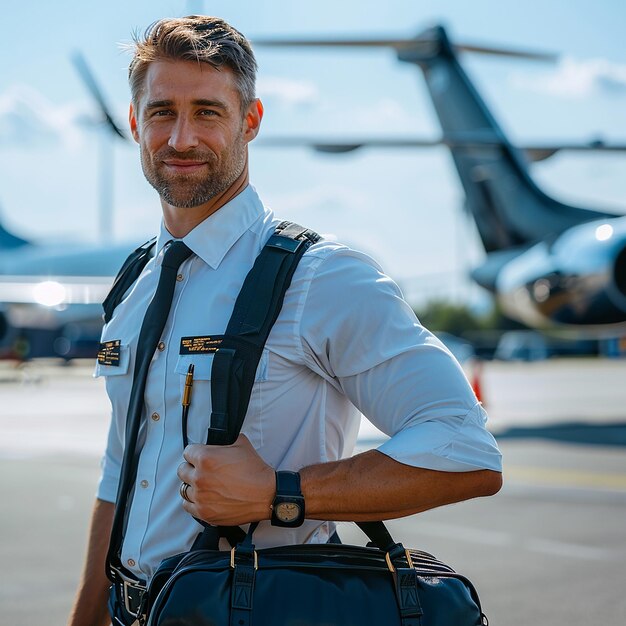 Photo handsome male pilot