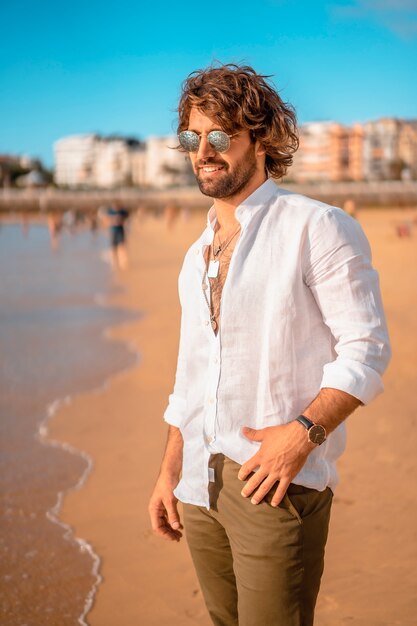 Handsome man at the beach