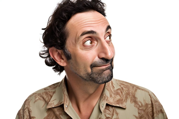 Handsome man doing surprise gesture over white background Looking up