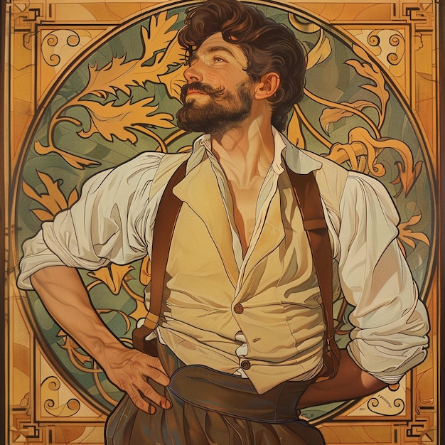 Photo handsome man in an elegant art nouveau design