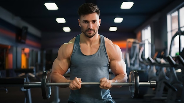 A handsome man is engaged in a gym