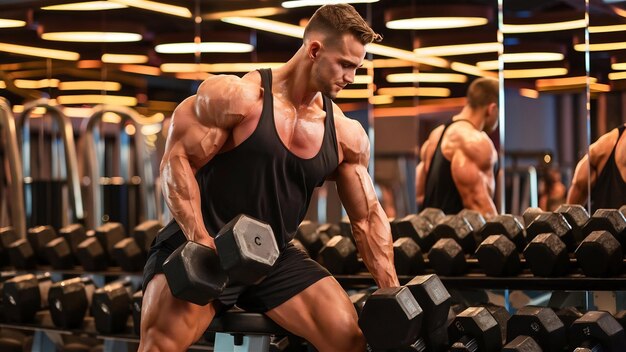 A handsome man is engaged in a gym