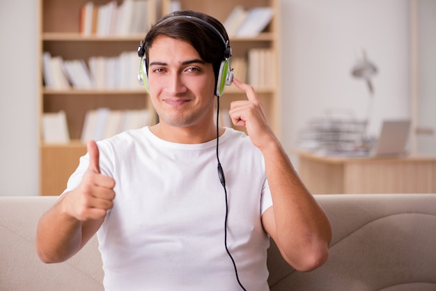 Handsome man listening to the music