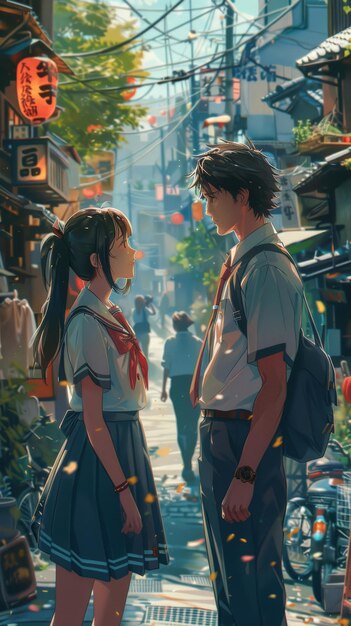 Handsome man meeting a girl Romance illustration