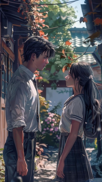 Handsome man meeting a girl Romance illustration