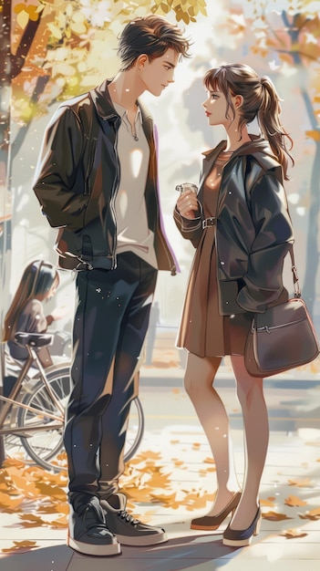 Handsome man meeting a girl Romance illustration