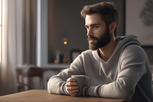 handsome man sitting on a sofa in a coffee shop