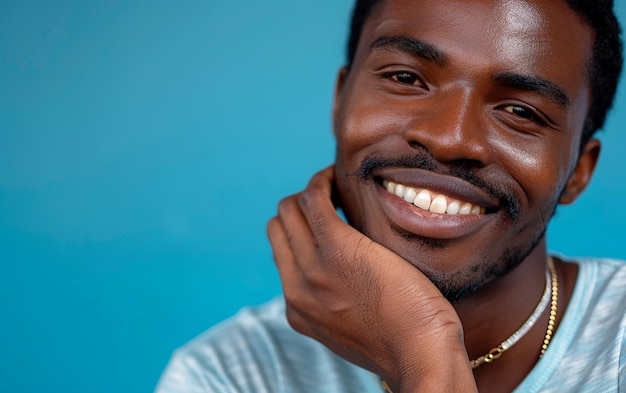 A Handsome Man in a White Shirt is Smiling