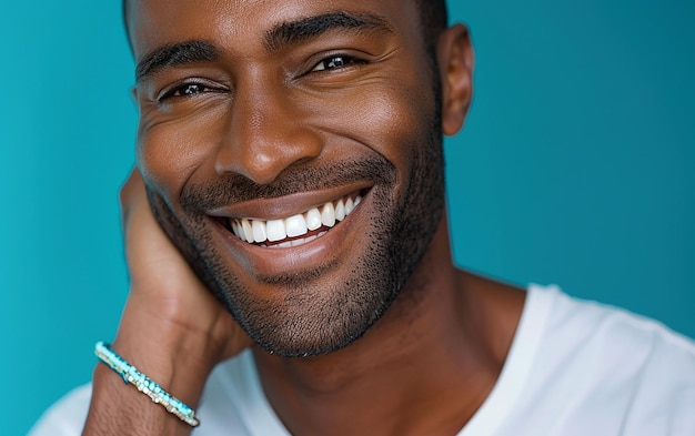 A Handsome Man in a White Shirt is Smiling