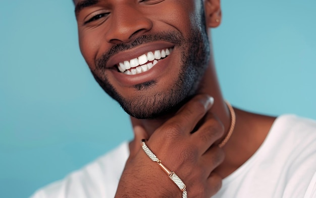 A Handsome Man in a White Shirt is Smiling