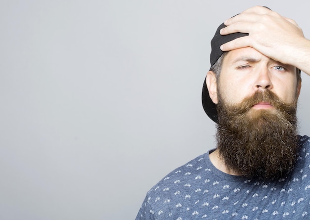 Handsome man with long beard