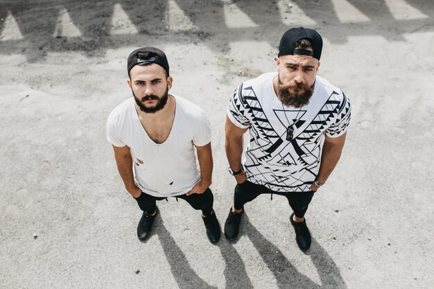 Handsome men in T-shirts