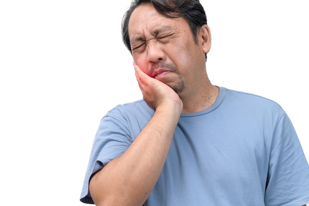 Handsome middle age senior man touching mouth with hand with painful expression because of toothache