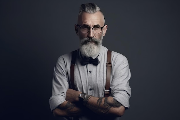 Handsome oldfashioned hipster in shirt